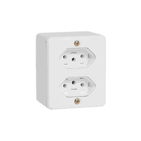 Tomada Sobrepor dupla Bipolar 10A 250V Ilumi