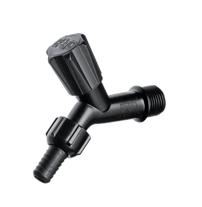 Torneira Plástica P/Jardim Preto Com Bico 1/2x3/4 Herc